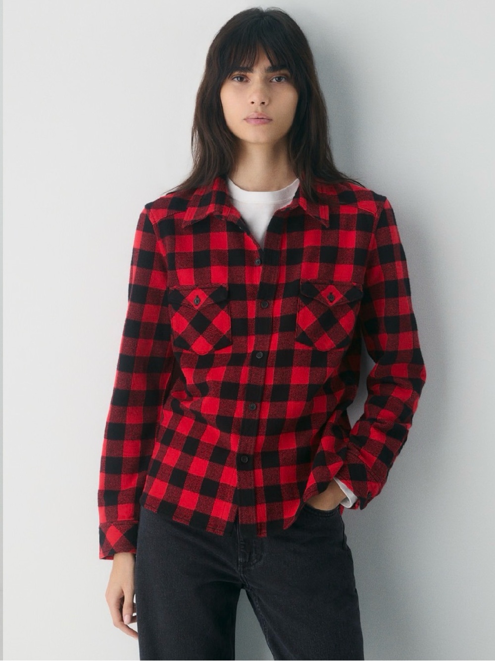 TNA Red & Black Plaid Flannel Shirt Jacket - Picture 3 of 3